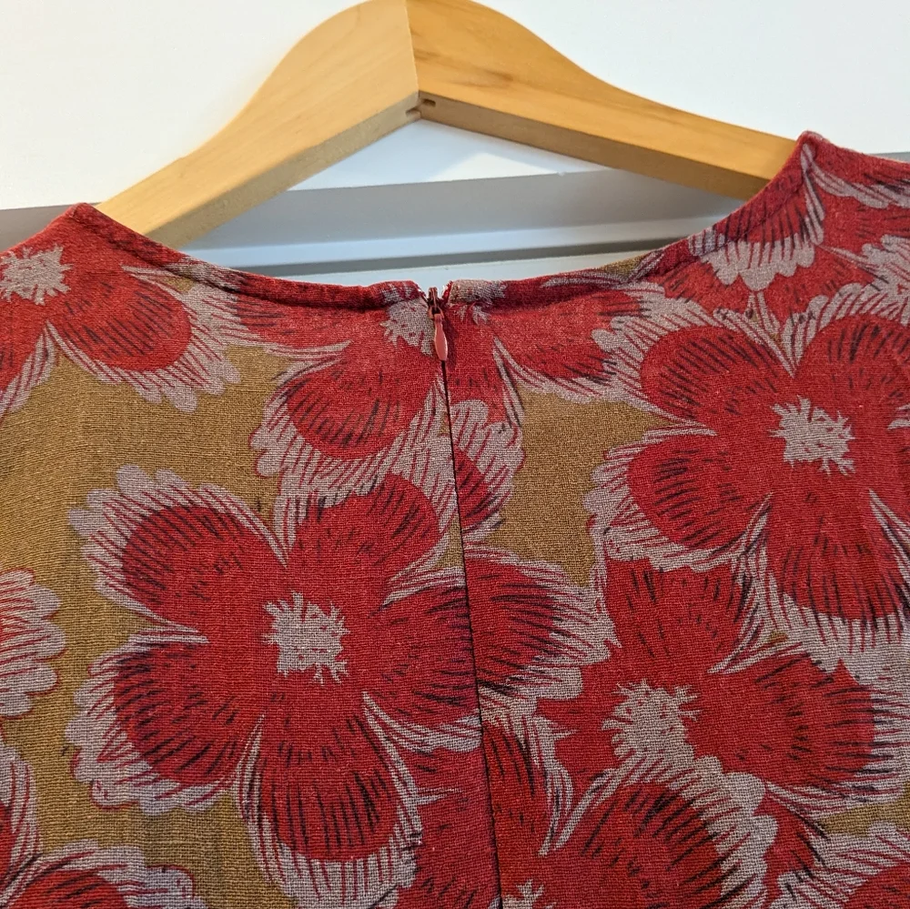 Floral Print Linen Blend Short Sleeve Dress - Picture 3 of 7